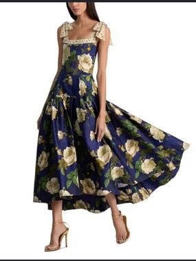 ALICE + OLIVIA  Rosalee Floral Bustier A-Line Midi-Dress